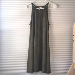 Alya by Francesca’s High Neck Faux Suede Dress